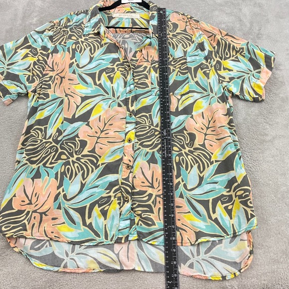 Jen's Pirate Booty Aloha Kula Button Up Shirt Women M/L Multicolor Floral Resort - Picture 10 of 14